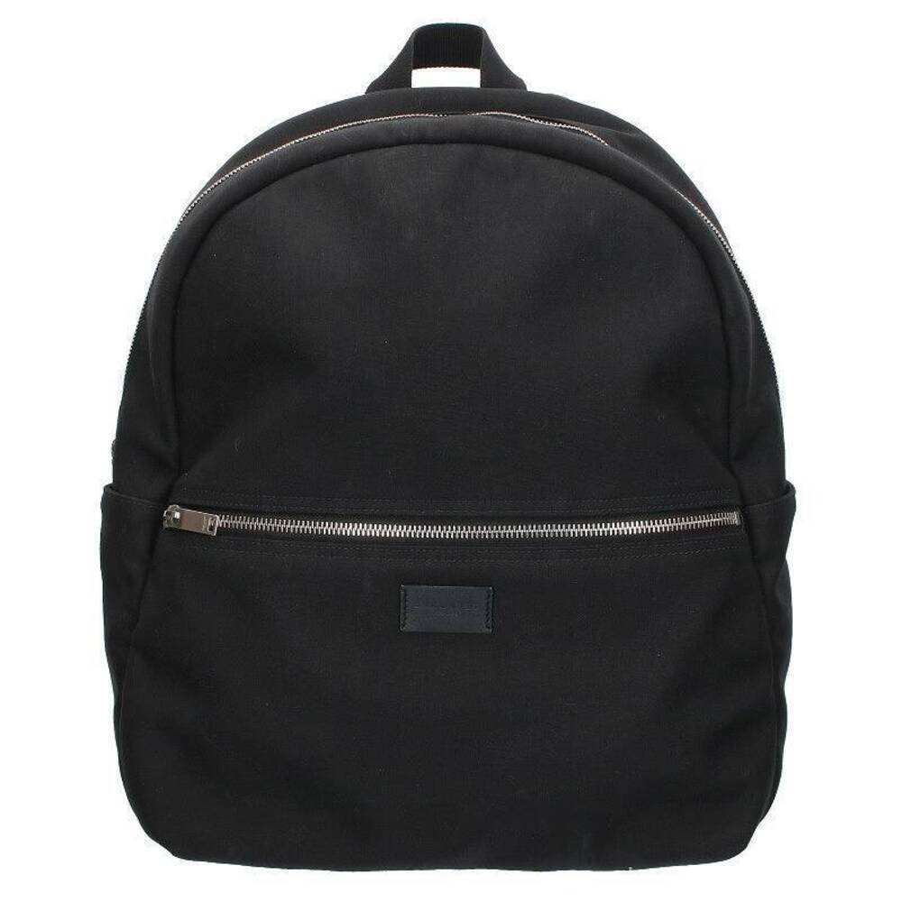SAINT LAURENT PARIS Logo Plate Canvas Backpack Black